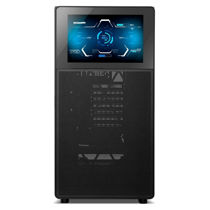 Caixa PC Nox Hummer BIOS Semi Torre ATX com Ecrã LCD e Vidro Temperado USB-C Preta