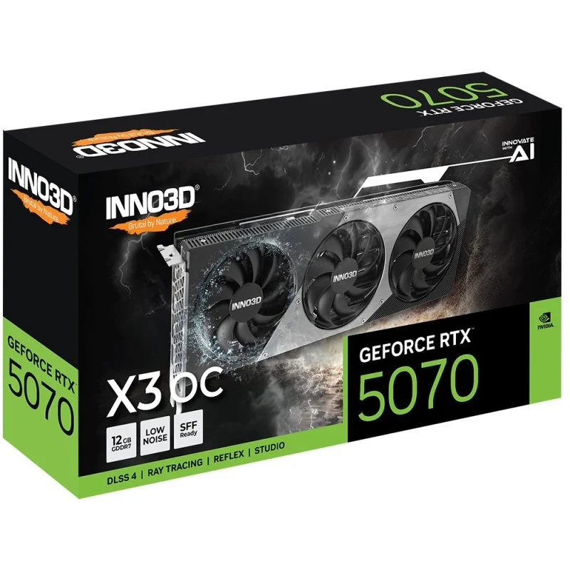 Placa Gráfica Inno3D GeForce RTX 5070 X3 OC 12GB GDDR7 Reflex 2 RTX AI DLSS4
