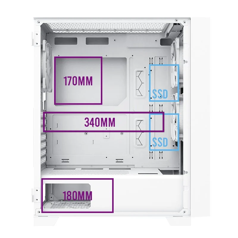 Caixa PC Montech AIR 1000 LITE Vidro Temperado USB 3.2 Branca