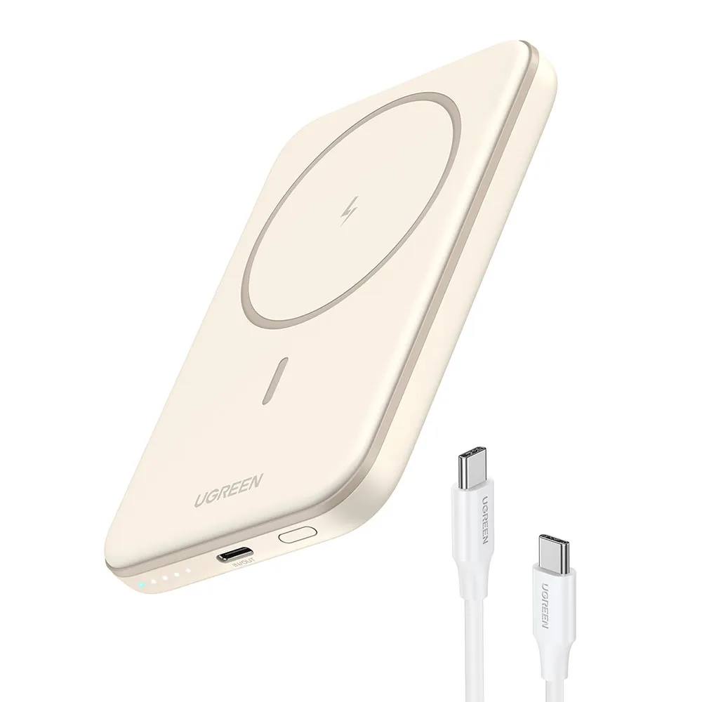 POWERBANK UGREEN 5000mAh MAGNÉTICO SEM FIO BRANCO
